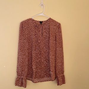 Ann Taylor tan & pink spotted silky blouse!